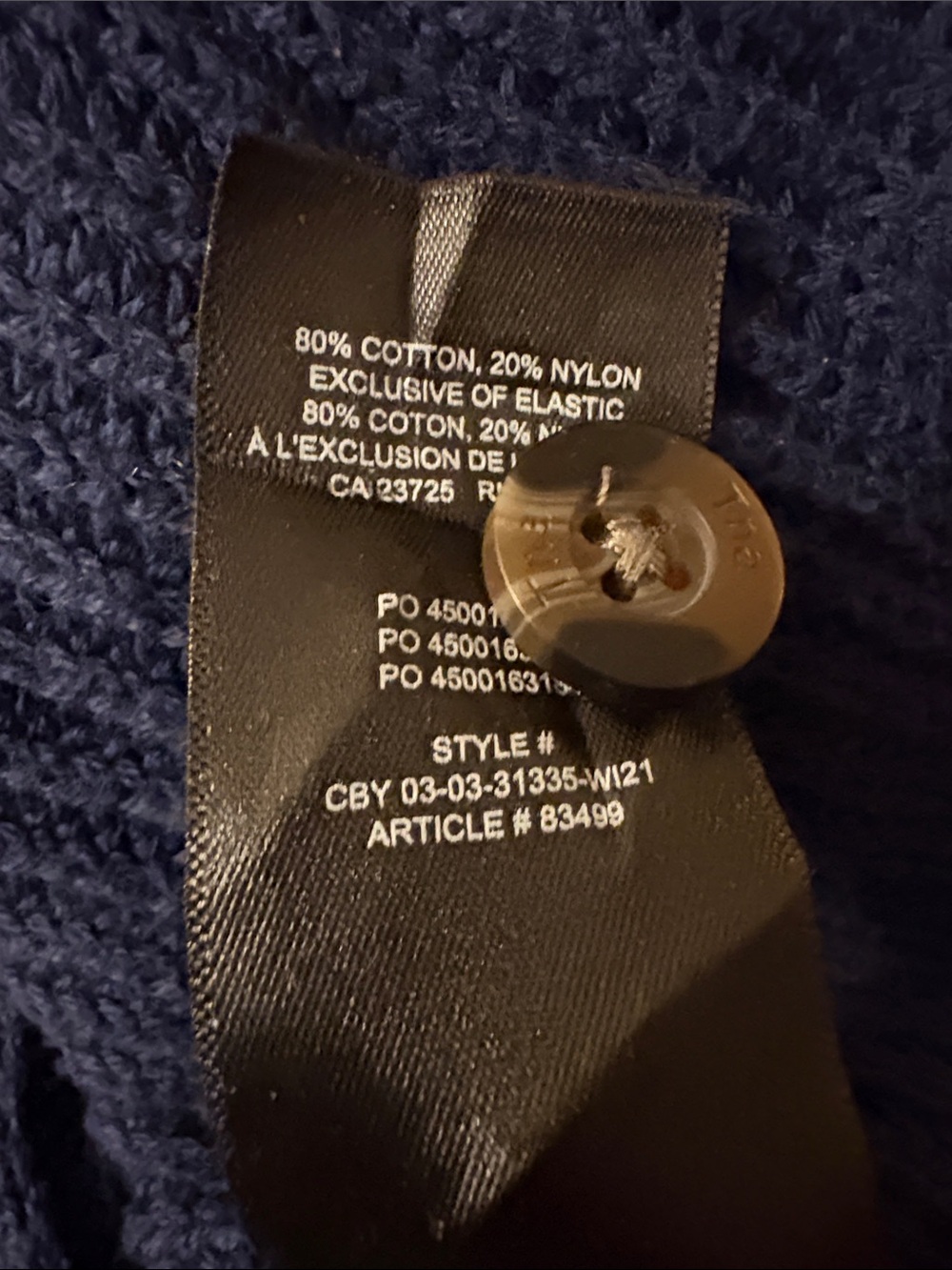 TNA Navy Cropped Button-Front V-Neck Cardigan - Picture 8 of 11